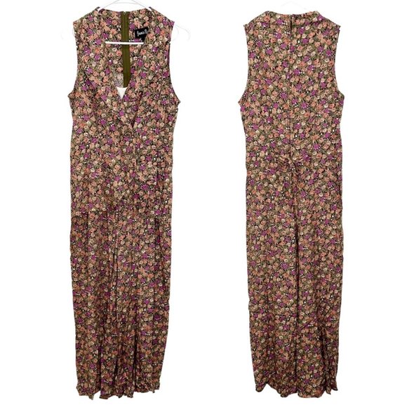 Jamie Brooke Wide-Leg Floral Print Vest Jumpsuit Vintage 90s Women’s Size M - Picture 4 of 16